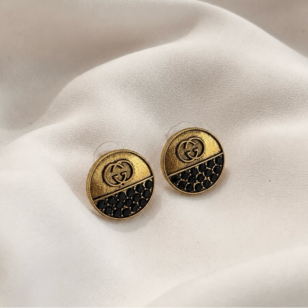 Authentic Gucci Button Round Stud Earrings